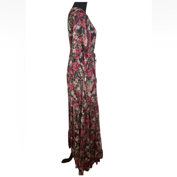 Johnny Was Jade Rachel Silk Chiffon Button- Down Maxi Dress NO SLIP XS Extra Sml - Picture 4 of 6